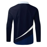 LEEy - World pólók férfiaknak Férfi Alkalmi őszi téli hosszú ujjú TurnNeck Ing Nyomtatott póló felső blúz divat ing