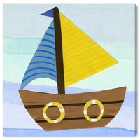 Wynwood Studio 'Boat' tengeri és tengerparti fali vászon nyomtatás - barna, sárga, 12 12