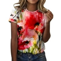 jsaierl divat ingek Női virágos nyomtatott kényelmes póló nyári Rövid ujjú puha póló alkalmi Legénység nyak nyaralás