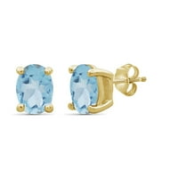JewelersClub Carat T.G.W. Égkék topaz 14k arany az ezüst csap fülbevalók felett
