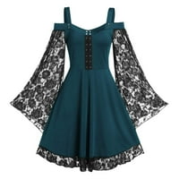 Reneszánsz Női ruhák divat Cosplay gótikus Vintage Plusz méretű ruha Csipke Hosszú ujjú váll Bodycon Mini ruha