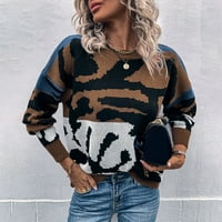 Női Egyszínű Hosszú ujjú felső divat Egyszínű Kerek nyakú kötött pulóver pulóverek Női pulóver pulóver Khaki XL