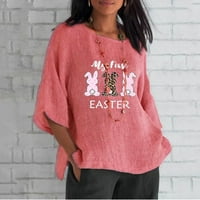 Boldog Húsvéti ingek Női Crewneck tojás nyuszi nyomtatási Hüvely Pamut vászon felsők alkalmi laza kényelmes Holiday