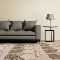 Fariza Bohemian csomózott gyapjú szőnyeg, halvány pír rózsaszín Taupe, 5ft 8ft terület szőnyeg