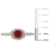 Carat T.G.W. Garnet és Carat T.W. Gyémánt 14KT rózsa arany szüreti eljegyzési gyűrű