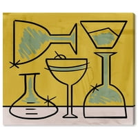Wynwood Studio italok és szeszes italok Wall Art vászon nyomatok 'Üvegdoboz' Mixológia - Sárga, zöld