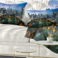 Designart Bangkok City Skyline - CityScape Drow Pillow - 18x18