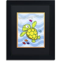 Védjegy Szépművészet Sea Turtle vászon művészet: Jennifer Nilsson, fekete matt, fekete keret