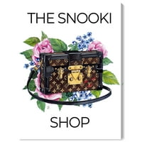 A Wynwood Studio Fashion and Glam Wall Art vászon nyomtatványok „Egyéni virágos csomagtartó” kézitáskák - barna, rózsaszín