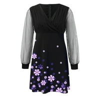 Női divat Szexi V-nyakú Nyomtatott Hosszú ujjú A-Line Party ruha kérjük, vásároljon egy vagy két méretet