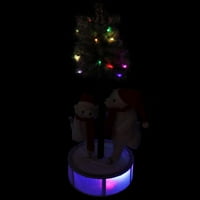4 'Animált és zenei megvilágított LED -es korcsolyázó jegesmedvék pelyhesített fa karácsonyi dekorációval