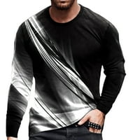 Kerek nyakú póló blúz férfiaknak Alkalmi Divat Hosszú ujjú pólók vonal 3D nyomtatott edzés Pulóver felsők