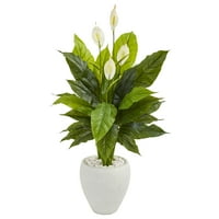 Szinte természetes 49 ”Spathiphyllum mesterséges növény fehér ültetvényen