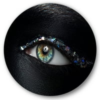 Designart 'Girl szeme többszínű üveg csillogásokkal' Modern Circle Metal Wall Art - 11 lemez