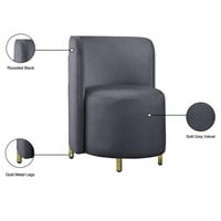 Meridian bútor Rotunda szürke bársony lekerekített hátsó akcentus szék arany kivitelben