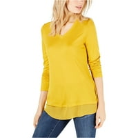 Nemzetközi koncepciók Női Sheer Trim alap póló sárga Méret X-Large
