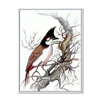 Designart 'ősi gyönyörű madár egy ágon' hagyományos keretes vászon fali művészet