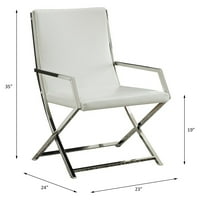Rafael Kárpitos akcentus szék fehér és rozsdamentes acélból